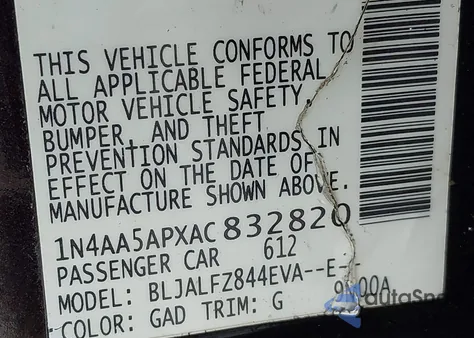 2010 Nissan Maxima 3.5 Sv from USA, damaged, VIN 1N4AA5APXAC832820